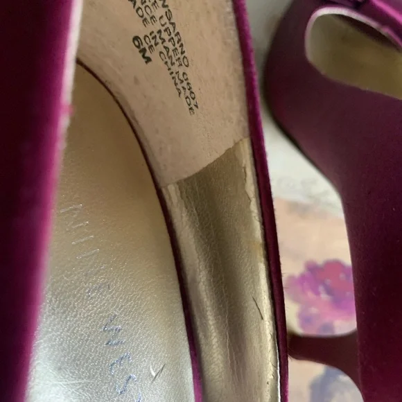 Nine West Burgundy Satin Heels - Picture 5 of 6
